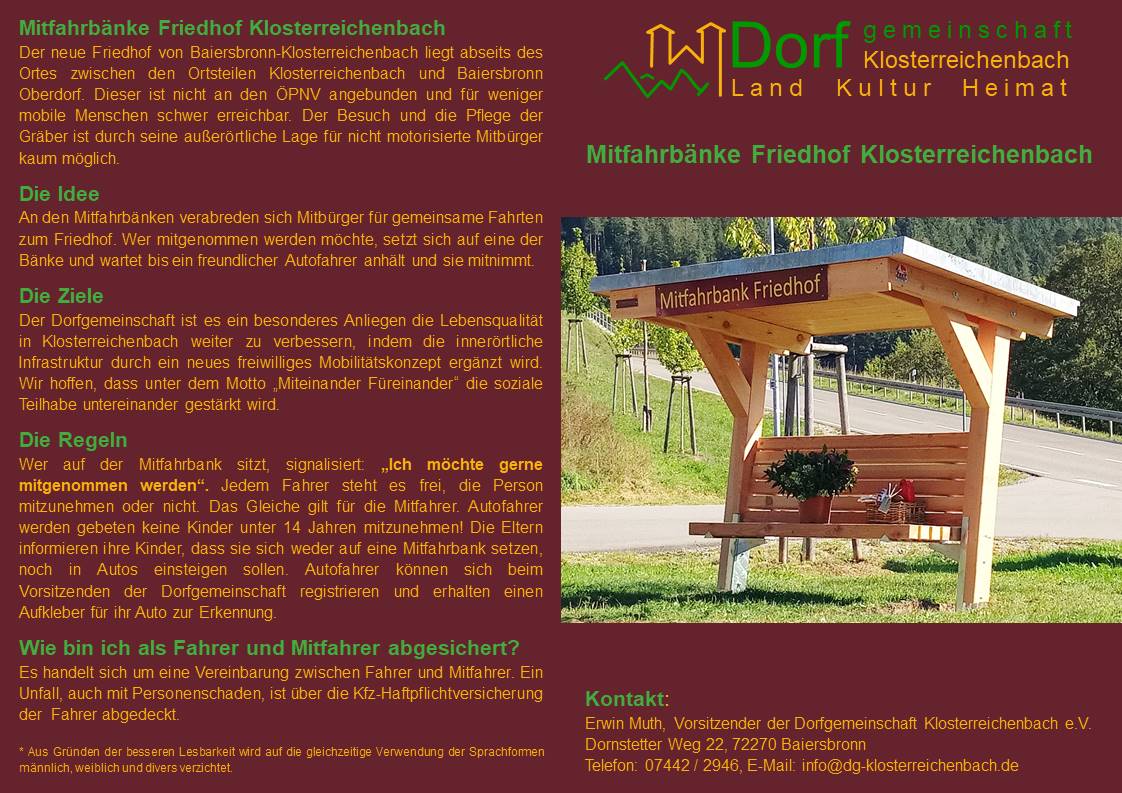 Flyer Mitfahrbank außen