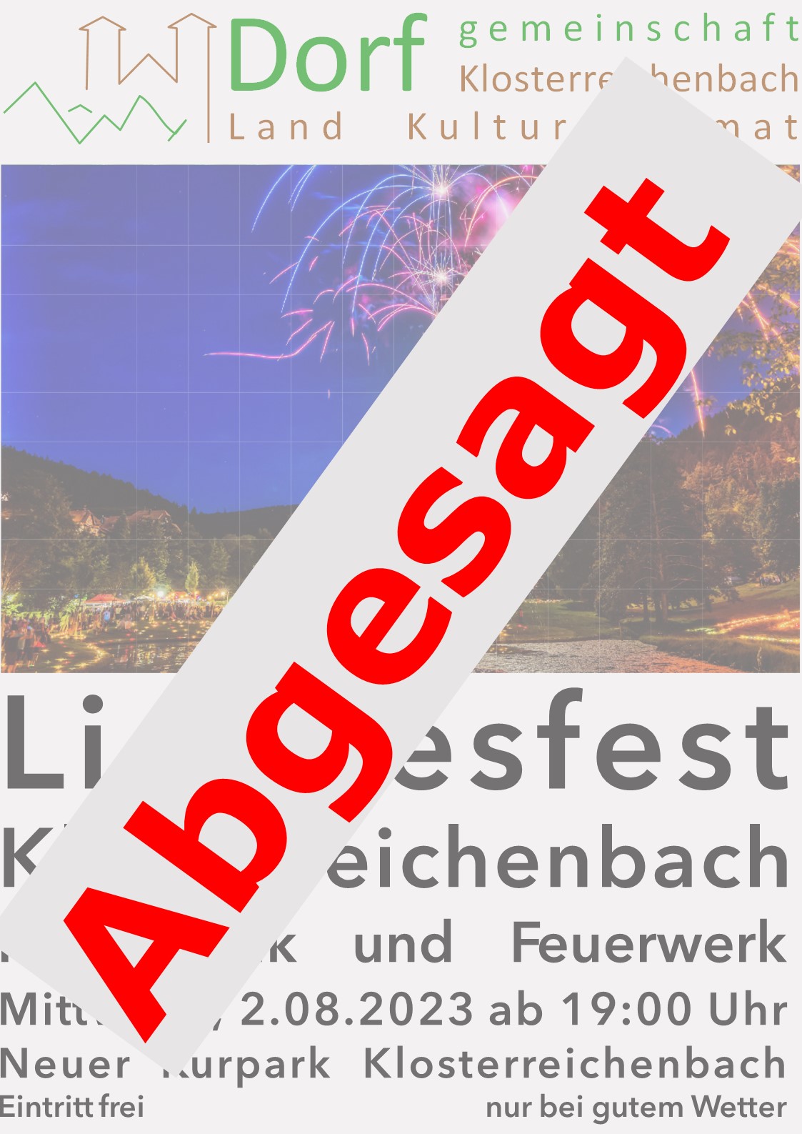 Plakat Lichtlesfest 2023 abgesagt